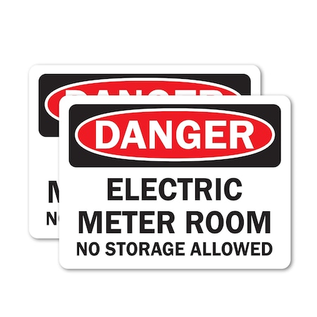 Signmission Electric Meter Room No Danger Sign, Vinyl Decal, 18in W x 12in L, 2PK OS-2PACK-DS-D-1218-L-19336